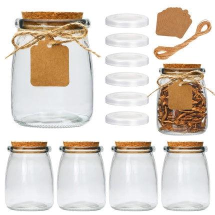 Frascos de vidrio de 7 oz con tapas, mini frascos para yogur de 30 unidades, frascos de botica