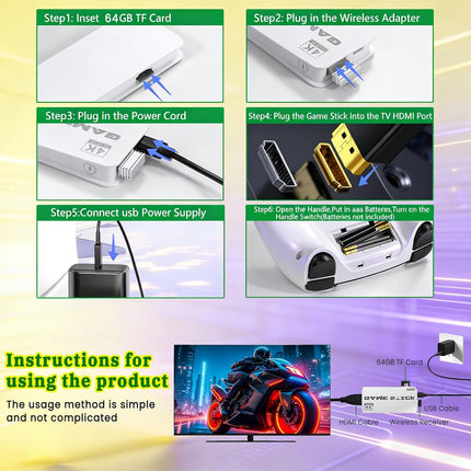Upgraded Video Game Stick 2026 Retro Gaming Console Built-in 23 Emulators, 20000+ Game System with 4K HDMI Output, Plug & Play Gamestick with 2 Wireless Controllers