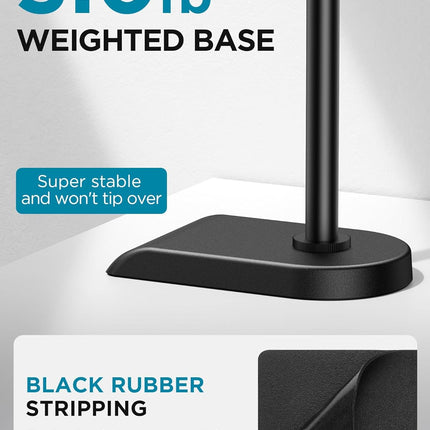 InnoGear Adjustable Desk Microphone Stand, Weighted Base with Soft Grip Twist Clutch, Boom Arm, 3/8/'' and 5/8/'' Threaded Mounts for Blue Yeti and Blue Snowball, Kick Drums, Guitar Amps, Black