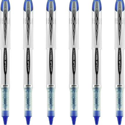 uniball Vision Elite Rollerball Pen, Bold Point (0.8mm), Blue Ink, 6 Pens