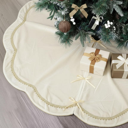 Red 48 Inch Christmas Tree Skirt Velvet Scallop Ddge