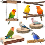 7-Piece Wooden Bird Perch Set for Parakeets, Budgies & Lovebirds