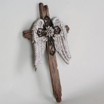 Home Decor Rustic Angel Wings Crosses Wall Décor 12" H Wall Cross