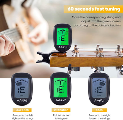 Clip On Guitar Tuner for All Instruments with LCD Display and 4 Guitar Picks - photo 4