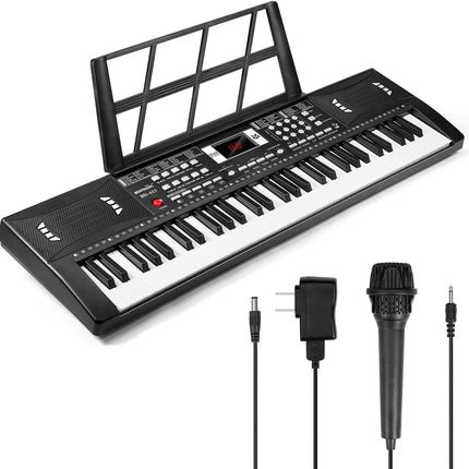 61 Keys Electronic Digital piano, Portable Keyboard Piano with Built-in Speaker and Microphone, Sheet Stand and Power Supply, Keyboard Piano Teaching Gift for Beginners Eelectric