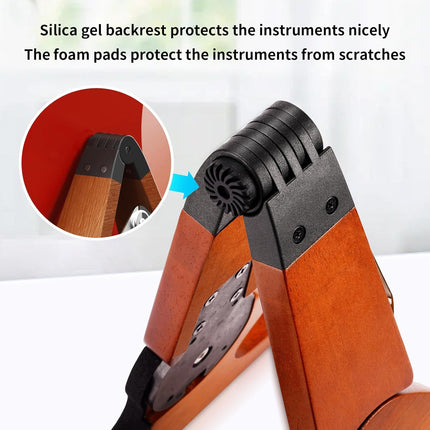 Wooden Guitar Stand - Collapsible Electric Bass Guitar Floor Stand Foldable for Acoustic, Banjo,Ukulele