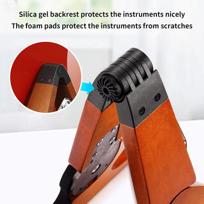 Wooden Guitar Stand - Collapsible Electric Bass Guitar Floor Stand Foldable for Acoustic, Banjo,Ukulele - photo 4