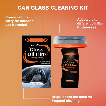 3PCS Glass Oil Film Remover for Car,100ml Roll-On Glass Compound with Cleaning Board, Removes Oil Film & Smudges,Automotive Oil Film Cleaning Brush for Car Windows