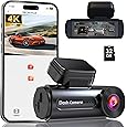 3 Channel Dash Cam,4K+1080P Dash Cam Front and Rear Inside, Dash Camera for Cars, Triple Car Camera with 32GB Card,Built-in G-Sensor, 2’’ IPS Display Car Camera,Loop Recording,24Hr Parking