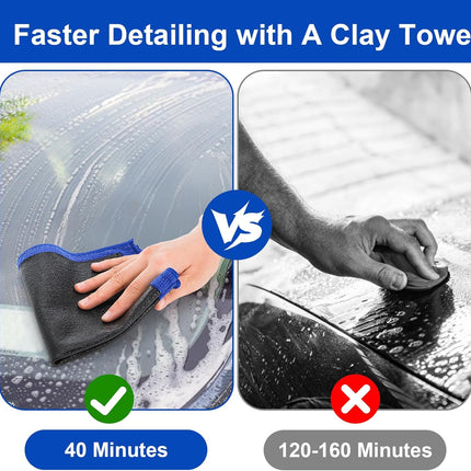 Okllen 4 Pcs Clay Towel Auto Detailing for Cars, Premium Microfiber Clay Bar Towel 12 x 12 Inch (30.5x30.5cm), Blue