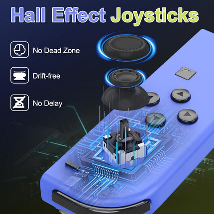 FAREMOCI Switch Controllers,Wireless Joy Remote cons with Hall Effect Joystick No Drift Controles Compatible with Switch 1 OLED Lite,HD Rumble Gyro Motion,Wake Up,No NFC,Blue Yellow
