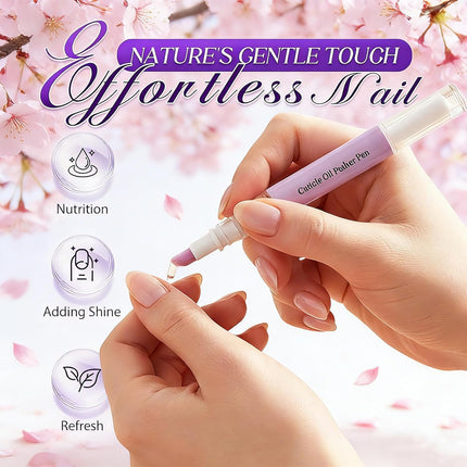 2 Pack Cuticle Oil Pusher Pen - Ceramic Cuticle Oil for Dry Nails & Cuticles, No Leak Travel Size Cuticle Pusher Pen, Moisturizing Nail Care Treatment for DIY Manicure & Salon Use