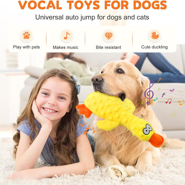 Dog Toys for Aggressive Chewers, 2026 Upgraded Cute Yellow Duck Dog Toys for All Dogs, Indestructible Squeaky Plush Toys with Built-in Squeaker for Boredom Relief (Yellow)