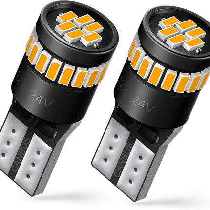 AUXITO 194 LED Bulb Amber Yellow 168 2825 W5W T10 Wedge 24-SMD 3014 Chipsets Replacement Bulbs for Car Dome Map License Plate Courtesy Step Lights (Pack of 2)