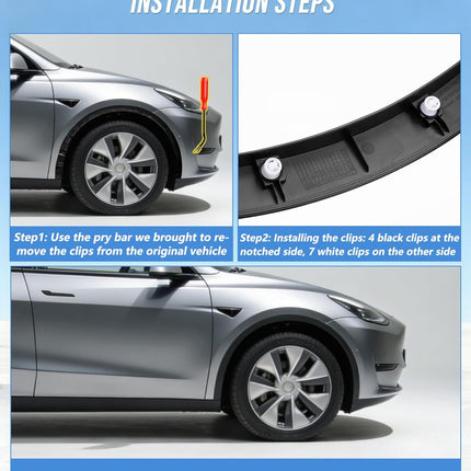 Passenger Side Front Fender Trim for Tesla Model Y 2020 2021 2022 2023 2024, Front Right Side Wheel Arch Fender Flare Molding Trim For 1494186-00-B;1494162-00-B