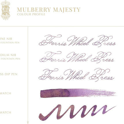 Ferris Wheel Press Fountain Pen Ink, Everyday Ink Collection,Vibrant Purple with Rose Gold Shimmer, 38ml