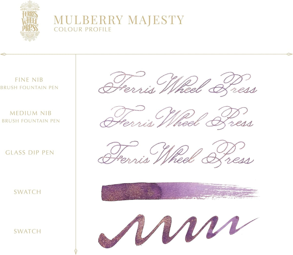 Mulberry Majesty Vibrant Purple Fountain Pen Ink with Rose Gold Shimmer, 38ml Bottle - photo 2