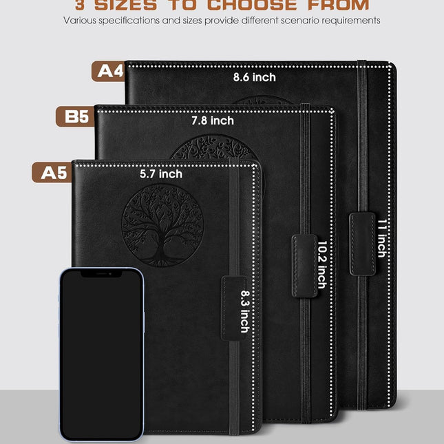 Lined Journal Notebook for Women Men,256 Pages A4 Large Hardcover Leather Journals for - photo 2