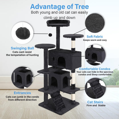 54-Inch Dark Gray Multi-Level Cat Tree Tower - photo 3