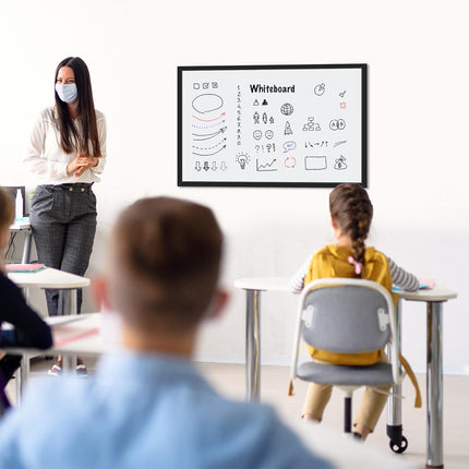Amazon Basics Magnetic Dry Erase Whiteboard, 35"W x 23"H, Black Wooden Frame, Wall-Mounted for Writing and Presentation