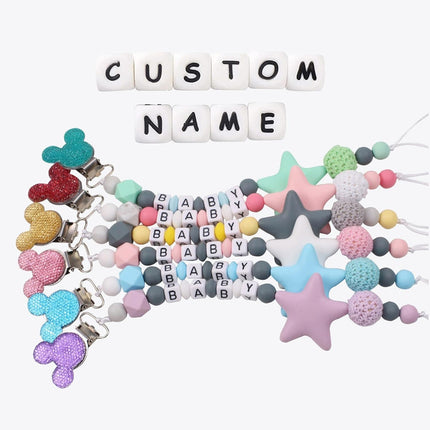 Personalized Pacifier Clips with Name, Customized Pacifier Holder Monogram Silicone Chain for Baby Girl Boys - Newborn Toddler Gift