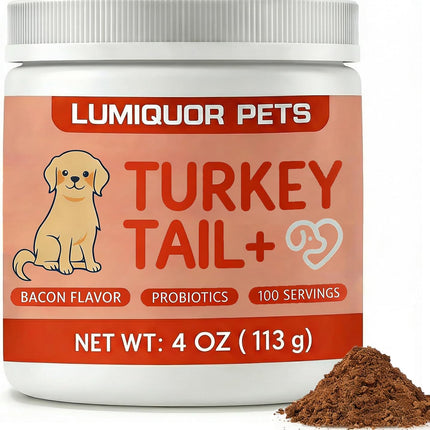 Lumiquor Turkey Tail for Dogs, Lumiqour Turkey Tail Mushroom Powder, Support Your Mature Dog’s Immunity, Gut, Skin, (1pcs)