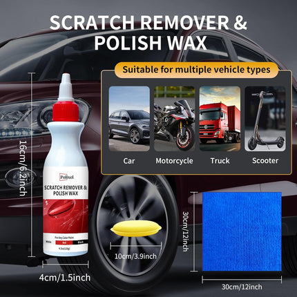 Car Scratch Remover for Vehicles Paint Scratch & Scuff Repair Kit with Rubbing Compound Scratch Removal Wax for Light Scratches, Swirls & Scuffs Safe for Cars, SUVs & Motorcycles – 4.2 oz