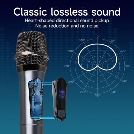 Wireless Karaoke Microphone dynamic Mic Up160ft range handheld plug-and-play design rechargeable Compatible with karaoke machines and PA systems Ideal for party、church Singing and other scenarios