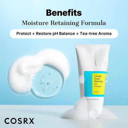 COSRX Low pH Good Morning Gel Face Cleanser, 5.07 fl oz, BHA Face Wash, Daily Mild Face Cleanser for Sensitive Skin, PH Balancing, Korean Skin Care, Korean Face Wash