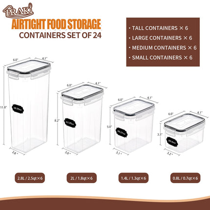 Set de recipientes herméticos para alimentos con tapas - 24 PCS, libre de BPA