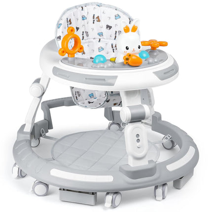 Baby Walker with Wheels - Kids Toddler Walkers Activity Center, 8-Level Height Adjustable Foldable Infant Walker for Baby Boy Girl, Portable Learning Walkers for Babies with Safety Features