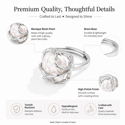 Irregular Baroque Ring for Women, Adjustable Statement Ring