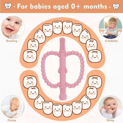 Fu Store Hollow Teether Tube 3 Pack Apple Shape Chew Straw Sensory Toy for Infant Toddlers Silicone Tubes Teething Toys for Babies 0-6 0-12 0-36 Months Gifts Teething Relief Soothing Gums