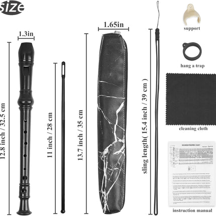 QIELIZI Recorder Instrument for Beginner Adults,8-Hole Soprano Descant Recorder Music Flute with Cleaning Rod & Case Bag For Home Entertainment(2-Black Marble6)