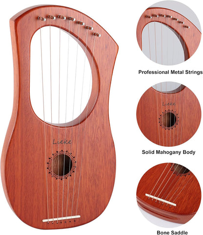 7 String Lyre Harp Kit with Tuning Wrench and Bag - photo 3