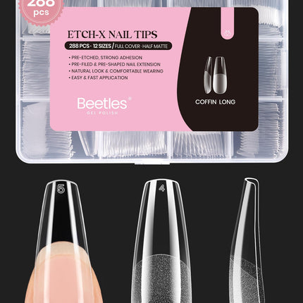 Soft Gel Nail Tips Short Almond 288pcs in 12 Sizes Etch-X