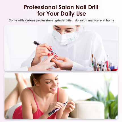Fresadora de uñas inalámbrica C20, lima eléctrica, kit todo en uno, morado
