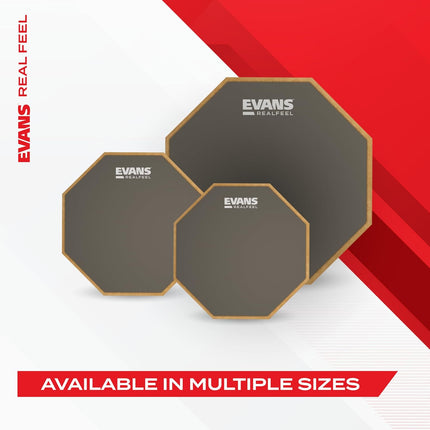 Evans RealFeel - Drum Practice Pad - Drum Pad - Drummer Practice Pad - Gum Rubber, Single Sided, Stand Mountable, 6 Inch
