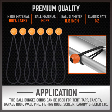 31-Piece Bungee Cords Assortment Jar, Includes 10”,18”,24”,32”,40” Bungee Cords, 6“ Zip Ties, 8”Canopy/Tarp Ball Ties and Crocodile Mouth Tarp Clips