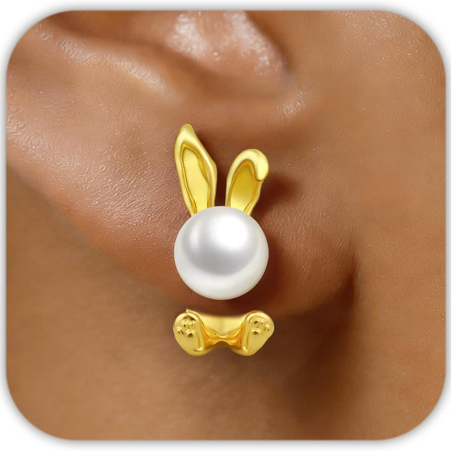 Pearl Earrings for Women, Gold Pearl Drop Earrings for Grils Boho Silver Dangle Earring, White Bridal Dangling Bow