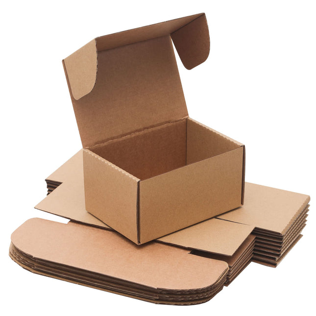 10 Pack Small Shipping Boxes 6x4x3'' Corrugated Small Cardboard Boxes for Shipping, Recyclable Packaging Boxes for Business, Mailer, Gift Packing, Crafts Packing, Jewelry Box, Brown
