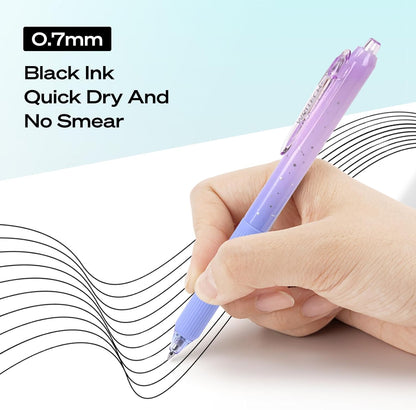 Gel Pens Fine Point: Pen Set 0.7mm Black Ink Retractable 6ct Smooth Writing with Aesthetic Gradient - photo 3