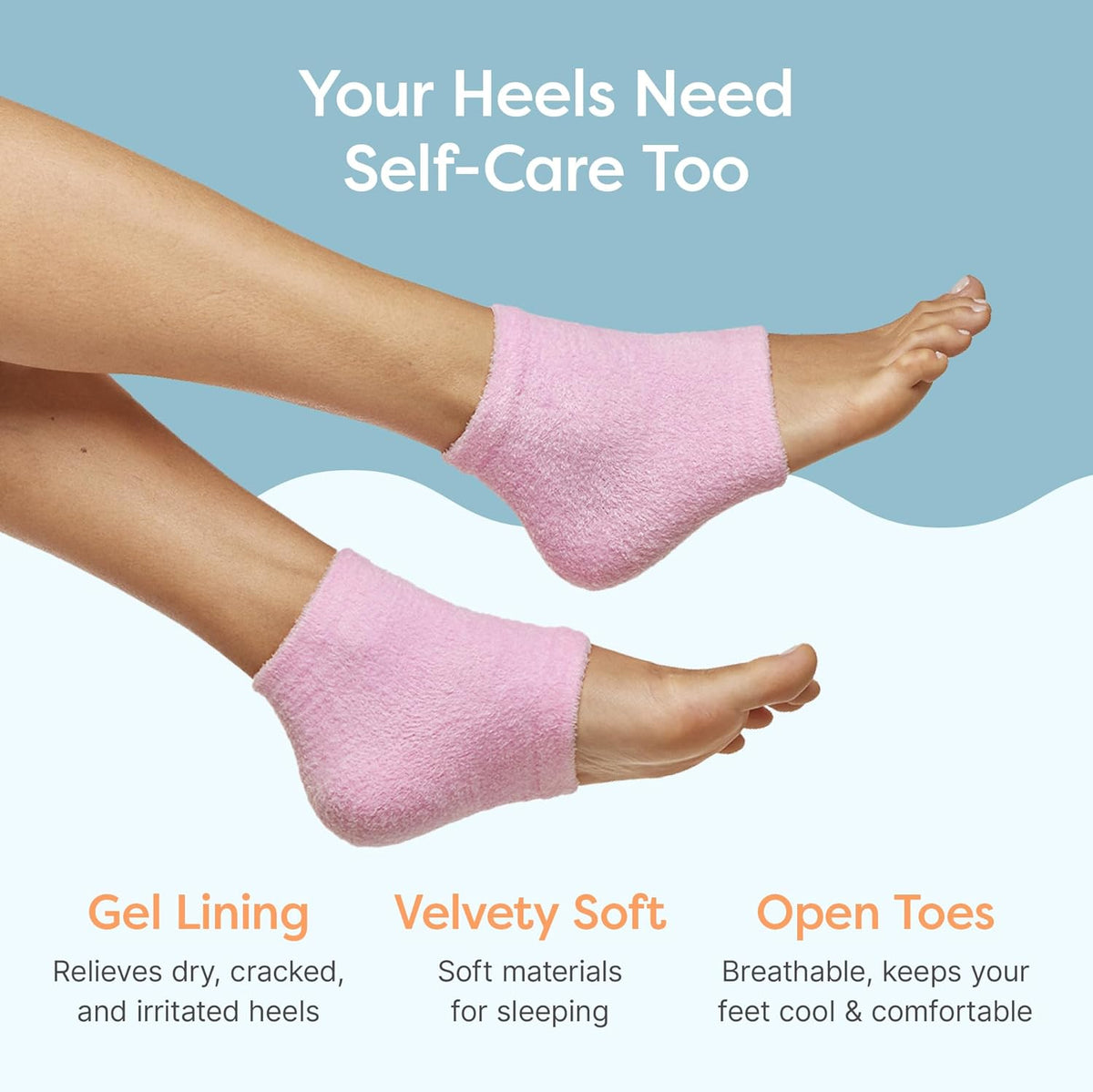 Moisturizing Heel Socks for Cracked Heel Treatment, Fuzzy Pink Regular - photo 5