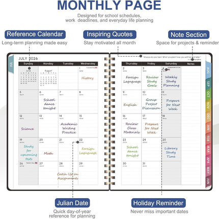 Planner 2026-2027, Academic Weekly and Monthly Calendar Planner, July 2026 - June 2027, Hardcover Spiral Agenda Book, School Supplies for Teacher Student - Letter Size(8.5" x 11")
