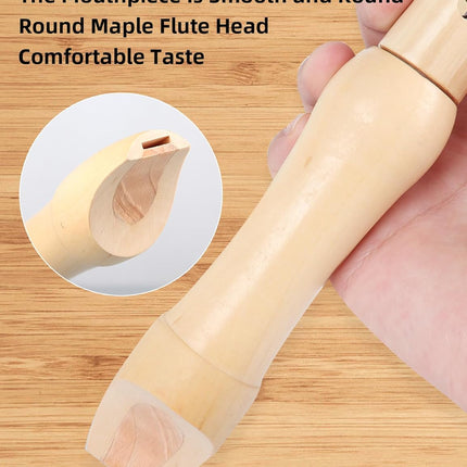 Maple Wooden Soprano Recorder, C Key German Style Fingering 8 Holes 2 Piece School-Approved Musical Instrument Pupil Student Educational (Wood Color)