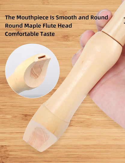 Maple Wooden Soprano Recorder, C Key German Style Fingering 8 Holes 2 Piece School-Approved Musical - photo 4