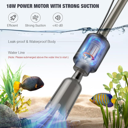 Aquarium Vacuum Gravel Cleaner, 18W Electric Fish Tank Cleaner Vacuum - photo 3