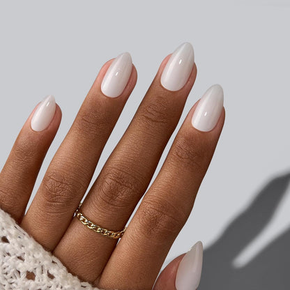 White Short Almond Soft Gel Press-On Nails - photo 2