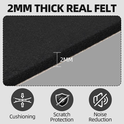 6-Piece Large Self-Adhesive Black Felt Sheets, 13.4 x 10.8 in