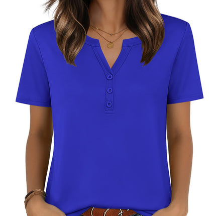 Blusas de verano para mujer con cuello V y manga corta, elegantes y casuales